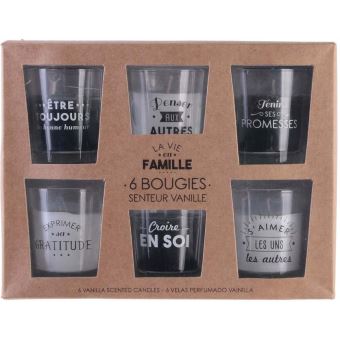 The Home Deco Factory - Coffret 6 bougies senteur vanille La vie en famille