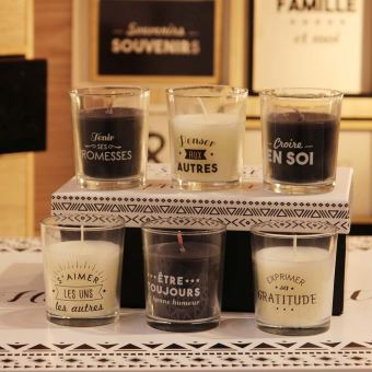 The Home Deco Factory - Coffret 6 bougies senteur vanille La vie en famille