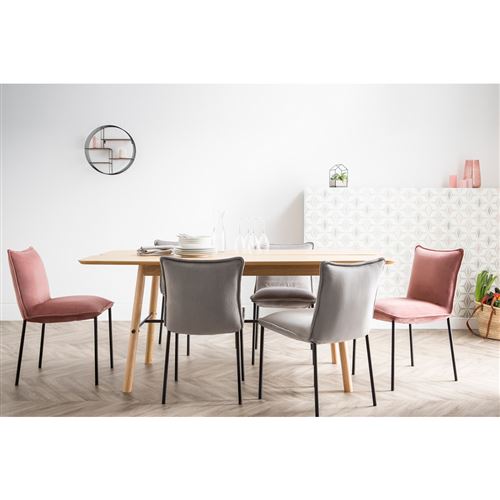 Chaises design velours gris (lot de 2) SOLACE Chaises design velours gris (lot de 2) SOLACE