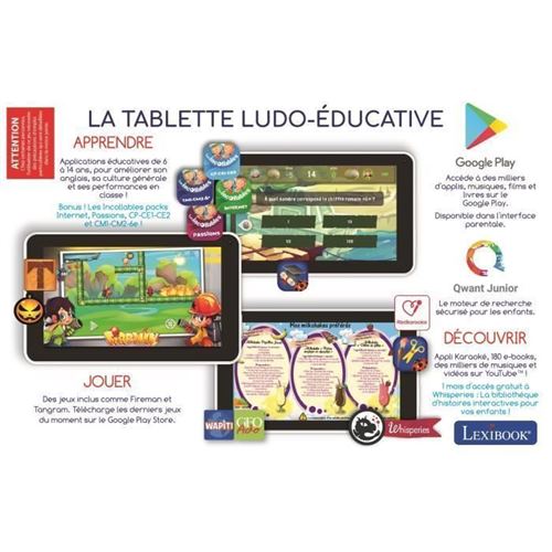 Lexibook - Tablette Enfant 7 Lexitab Master - Tablette Éducative