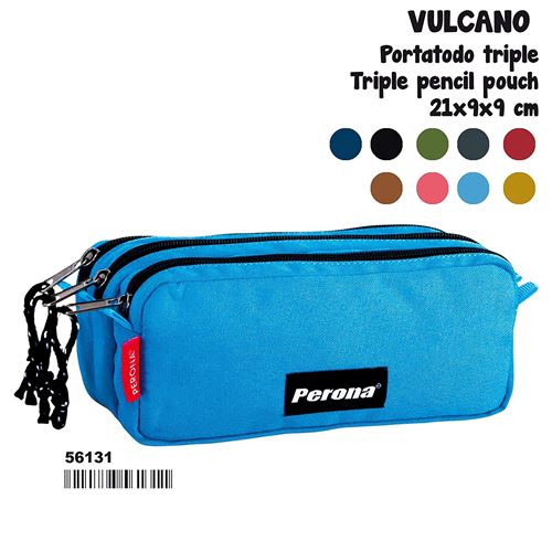 Montichelvo Montichelvo Triple Penc. Pouch Pr Vulcano Light Blue Trousses, 21 cm, Bleu (Blue)