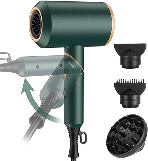 Sèche Cheveux, Lelouch 2000W Ionique Pro Hair Dryer Soins des Cheveux à température constante 3 Vitesses Vert