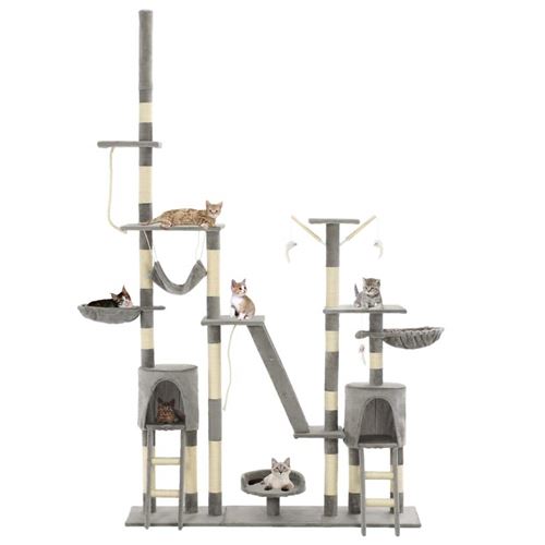 Comparer les prix de Arbre à chat griffoir grattoir niche jouet animaux peluché en sisal 230-250 cm gris