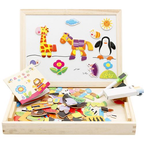 GENERIQUE Puzzle Jouets &eacute;ducatifs en bois enfants tout-petits jeux des planche &agrave; dessin magn&eacute;tique cadeau cr&eacute;atif - Multicolore 
