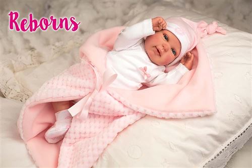 Reborn Poupée 45 rose avec couverture