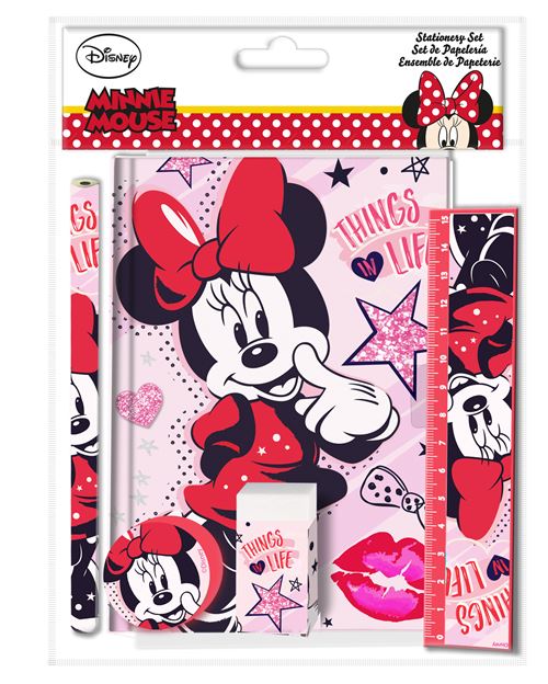 Disney fournitures scolaires Minnie Mouse filles rose/rouge 5-pièces