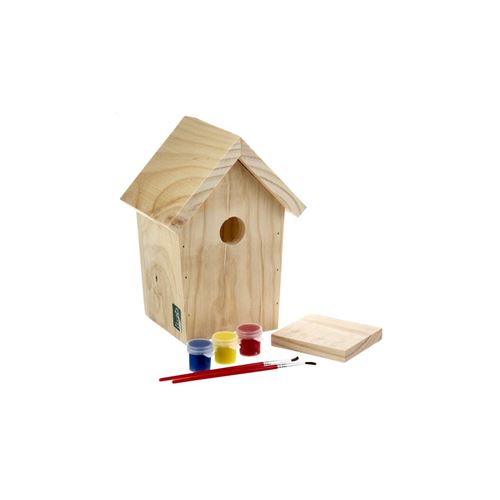 Esschert Design Doe-het-zelf vogelhuis met verf 14.8x11.7x20 cm KG145