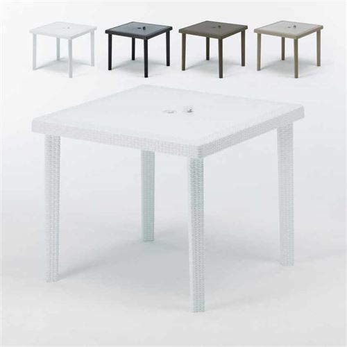 Grand Soleil - Tables bar en Poly rotin carrées 90x90 Grand Soleil Boheme 12 pcs, Couleur: Blanc