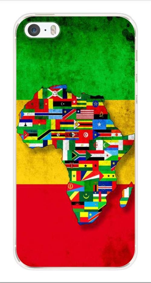 Coque en silicone imprimée compatible iPhone 5 iPhone 5S Drapeau Africa Unite
