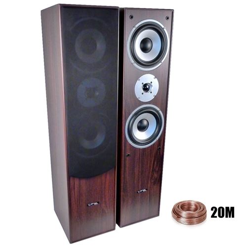 Paire d'enceintes Hifi/Home-Cin&eacute;ma 2x500W L766-WA + 20 M&egrave;tres de c&acirc;bles transparent