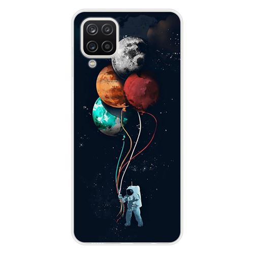 Coque en silicone imprimée compatible Samsung Galaxy M22 Galaxy M32 Cosmonaute aux Ballons