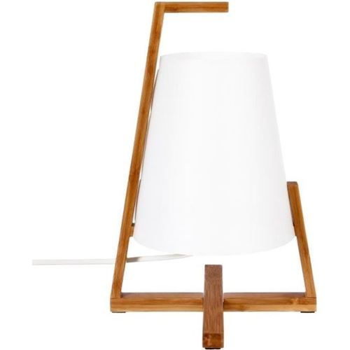 Lampe à poser - pied en bambou et abat-jour aspect fibre de verre