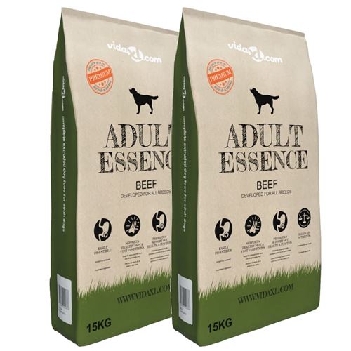 Comparer les prix de vidaXL Nourriture sèche pour chiens Adult Essence Beef 2 pcs 30 kg