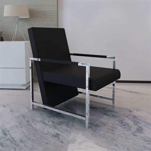 Vidaxl fauteuil avec pieds chrom&eacute;s noir similicuir 241006