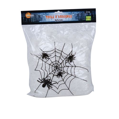 Urban Living - Décoration d'Halloween - Toile d'araignée + 30 Araignées - Noir