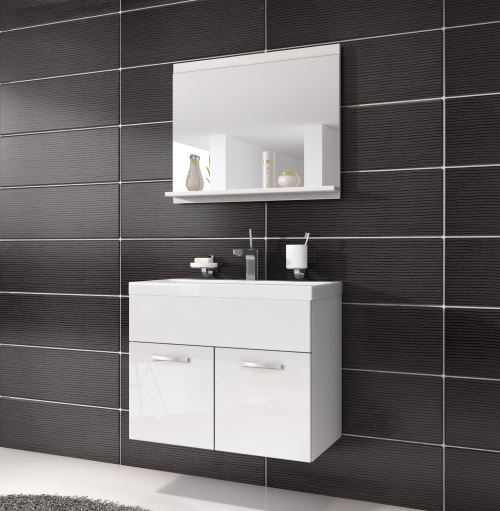 Meuble de salle de bain de Montréal 02 - Armoire de rangement Meuble lavabo évier Meuble lavabo Blanc brilliant 60x35 cm
