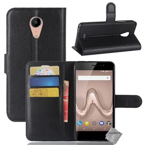 Housse etui coque pochette portefeuille pour Wiko Tommy 2 avec film ecran - NOIR