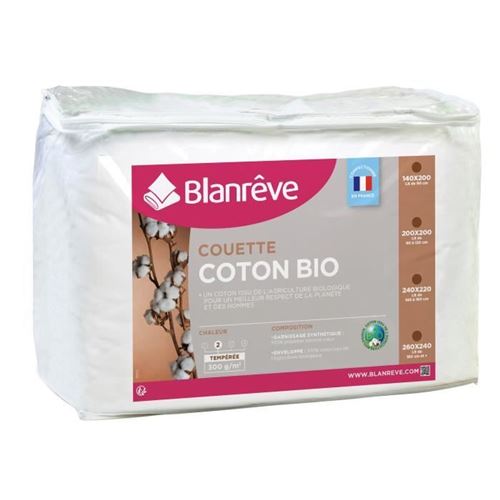 BLANREVE Couette temperee Coton BIO - 300g/m2 - 220x240cm