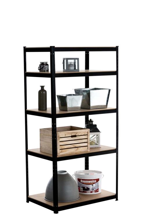 Étagère galvanisée pour charge lourde - Format 90x60x180 cm - Couleur Noir