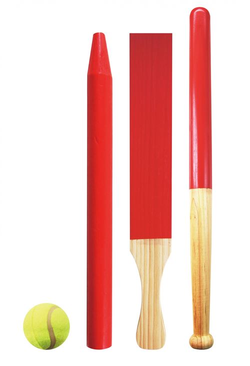Free and Easy set de baseball jeux de plein air en bois 8-pièces rouge/brillant