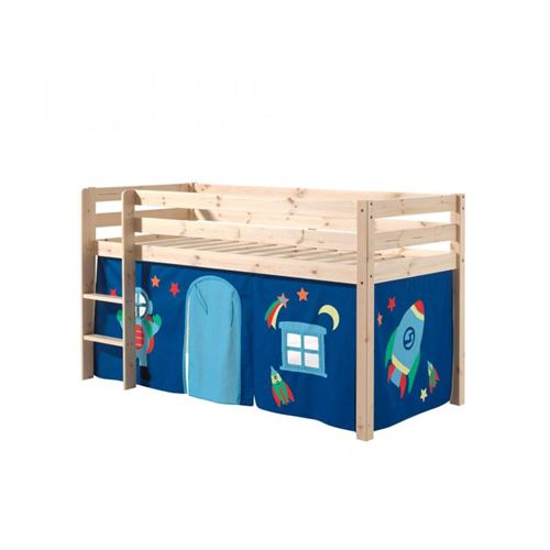 Paris Prix Beige Vipack Pino Lit Compact Pin Massif Naturel 209 X 105 X 114 Cm + Rideau De Lit Astro - Image 1