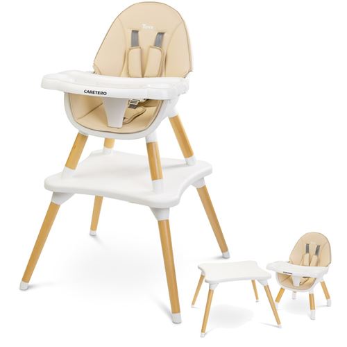 Caretero TUVA Chaise haute évolutive en table et chaise Beige