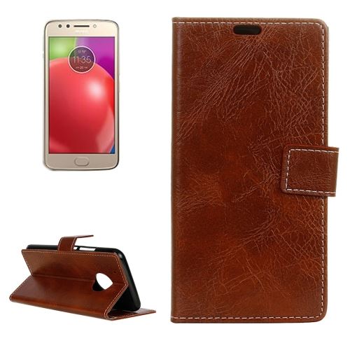 Motorola Moto E4 (US Version) Housse Etui Cuir PU Marron Effet Peau rétro ALS48818