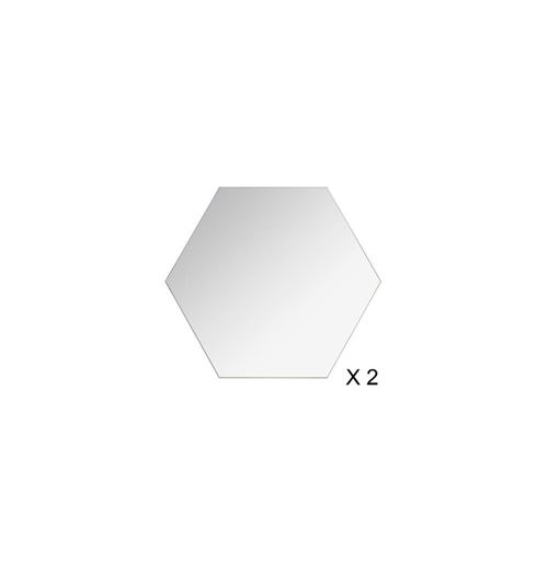 Lot de 2 Miroirs Adhésifs Hexagone 40x40cm Argent
