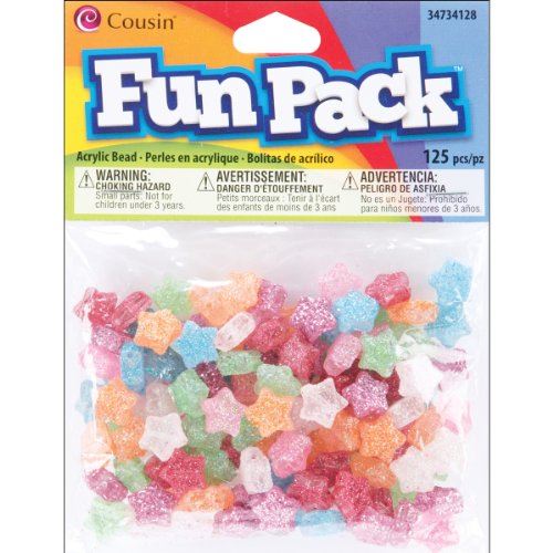 cousin 34734128 Fun Packs 125-Piece Multi glitter Star Beads