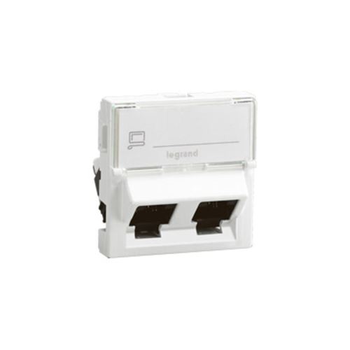 Plastron mosaic 45X45 incline 45° 2 ports RJ45 cat 6 stp