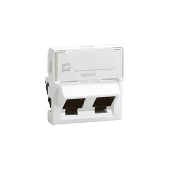 Plastron Incliné 30° 45x45 Mm - 2 Ports RJ45 - Pour Embases Keystone - Goulotte Ou Boîtier Encastrable - 7