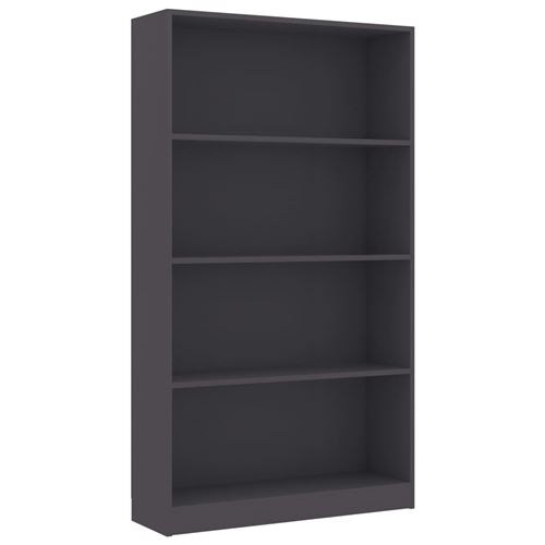 vidaXL Bibliothèque à 4 niveaux Gris 80x24x142 cm Aggloméré