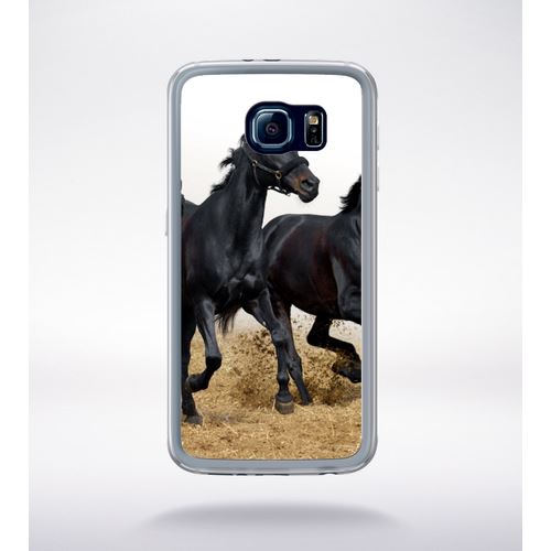 Coque Black Horses Compatible Samsung Galaxy S6 Transparent