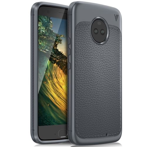 Motorola Moto X4 Housse Etui Cuir PU Texture Litchi Gris ALS54335
