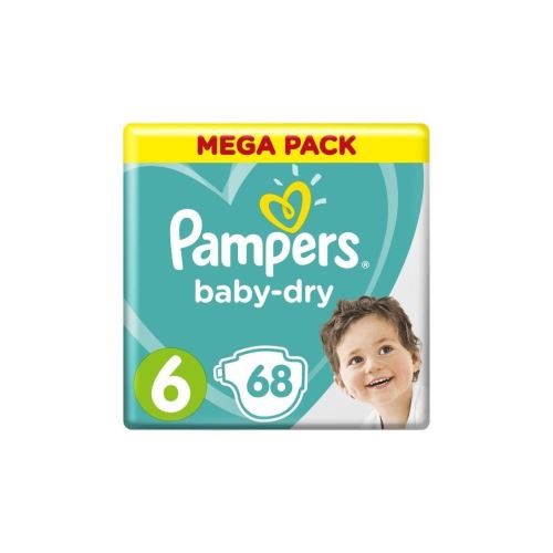 Pampers Baby-dry Taille 6, 13-18 Kg - 68 Couches - Mega Pack