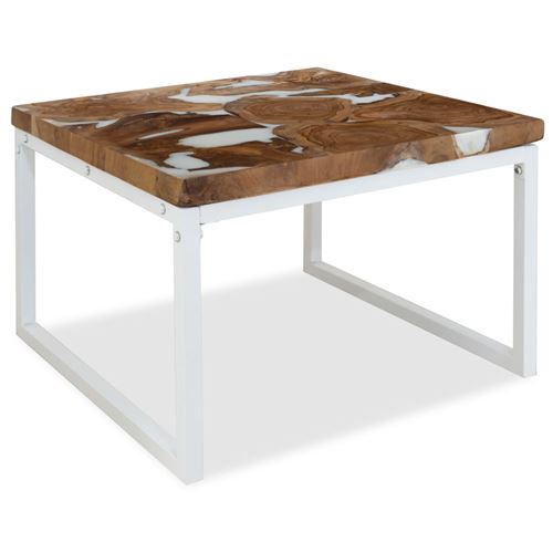 vidaXL Table basse Teck Résine 60 x 60 x 40 cm