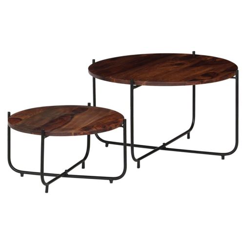 vidaXL Ensemble de table basse 2 pcs Bois de Sesham massif 60 x 35 cm
