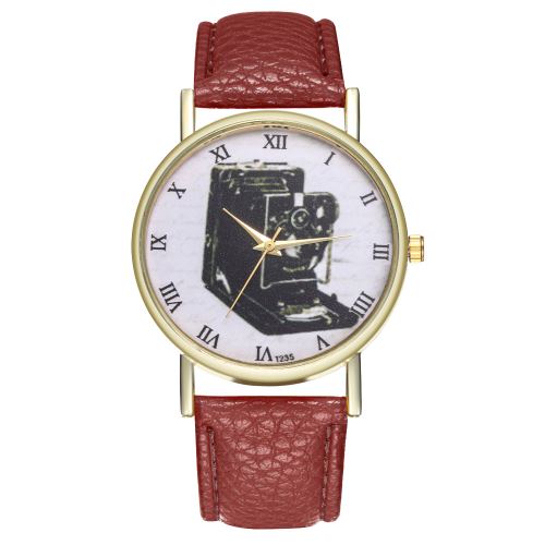 Montre-montre classique à la mode Montre accordéon à bracelet en cuir Montre pour femme Montre à tendance pour homme Montre à quartz T235-Acafé