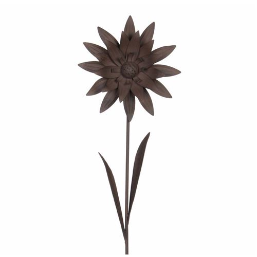 L'Héritier Du Temps - Décoration de jardin florale fleur sur tige à piquer dans jardin massif pot de fleur en métal marron 9x28x103cm
