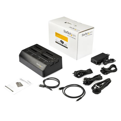 startech 4 bay sata hdd docking station 2.5/3.5inch ssd/hdd usb c usb-a noir