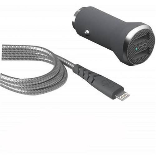 Force Power BigBen Connected Graues Zigarettenanzünder-Ladegerät + verstärktes MFI-Lightning-Kabel 1,2 m