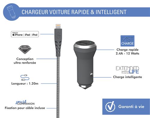 Chargeur Voiture Pour Nintendo Switch 2.4a Léger Avec Câble Usb-c Intégré Noir Bigben Connected