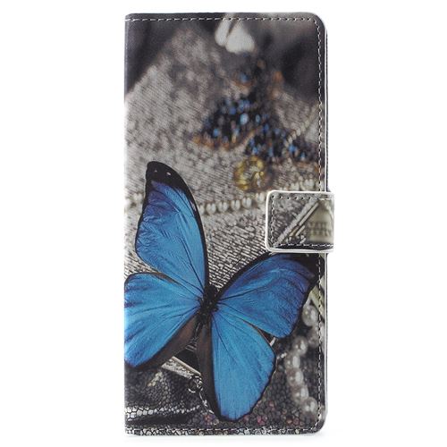 Etui en PU motif papillon bleu pour votre Samsung Galaxy Note 9