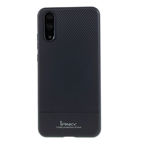 Coque en TPU bleu foncé en fibre de carbone pour Huawei P20