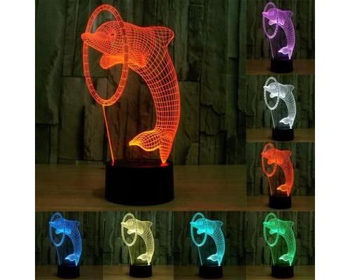 Lampe 3D Saut de Dauphin Luminaire Décoratif Intérieur LED 7 Couleurs Tactile - YONIS