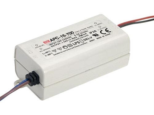 Driver de led à courant constant - 1 sortie - 700 ma - 16 w velleman apc-16-700