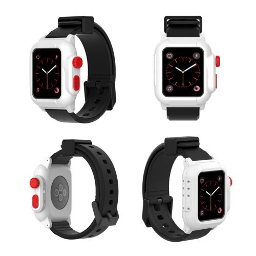 Bracelet en silicone WISETONY remplacement pour Apple Watch Series 2/3 42mm - Noir&Blanc&Rouge