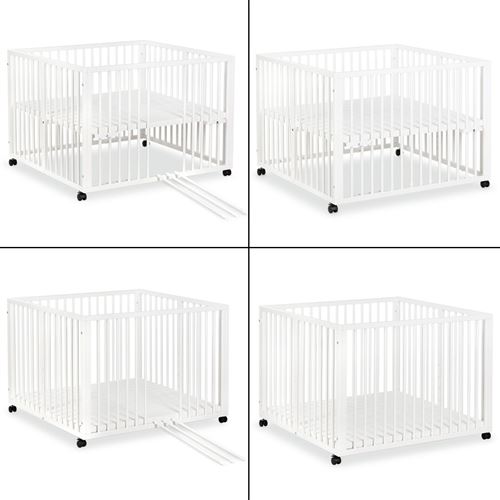 130 Sur Jonas Parc Bebe Reglable En Bois Blanc Avec Roulettes Integrees Parcs Achat Prix Fnac