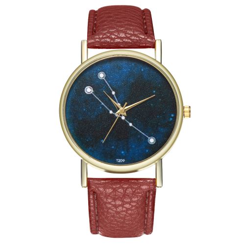 Montre en cuir Taurus Motif Montre Femme Montre Tendance Student Quartz Montre T209-Acafé