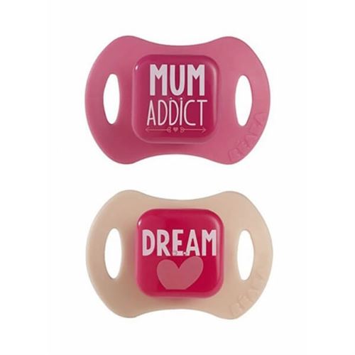 Lot de 2 sucettes bébé téterelle orthodontique 1er âge girl - beaba
